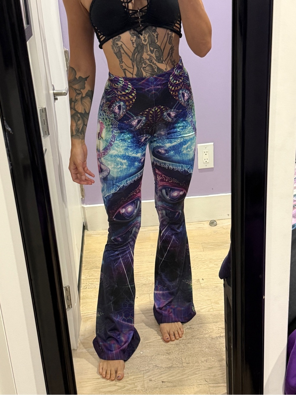 High Waisted Trippy Festival Flares
